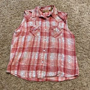Girls Wrangler button down sleeveless shirt size XL